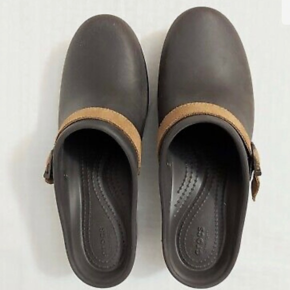 🍓CROCS SARAH CLOG WOMEN 8 waterproof arch support nonmarking sole leather strap - Picture 4 of 9